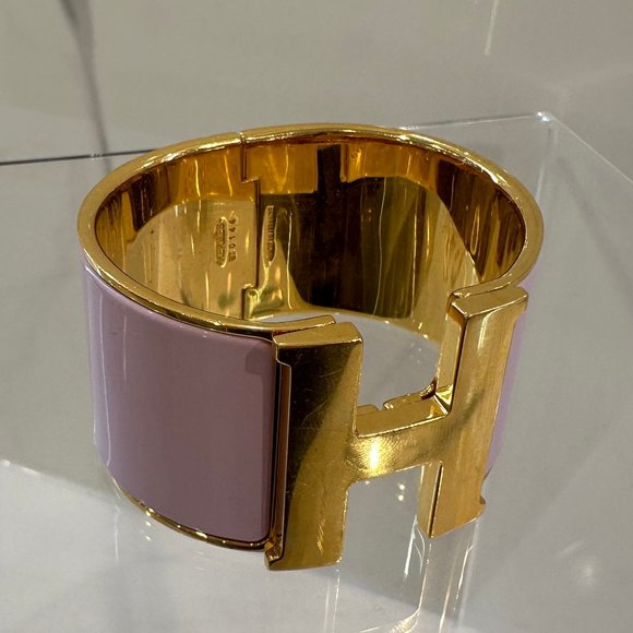 Hermes Clic Clac H Extra Large - Bracelet  PM - Light Pink (Rose Dragee) / GHW - Picture 4 of 7